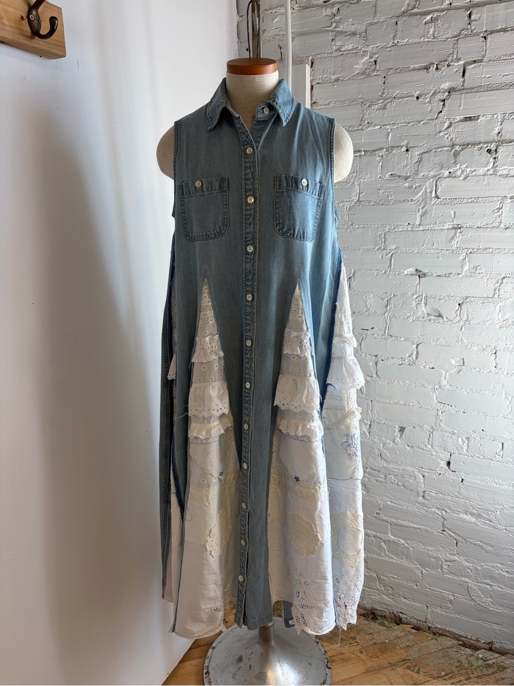 Upcycled Shabby Chic Denim Swing Duster